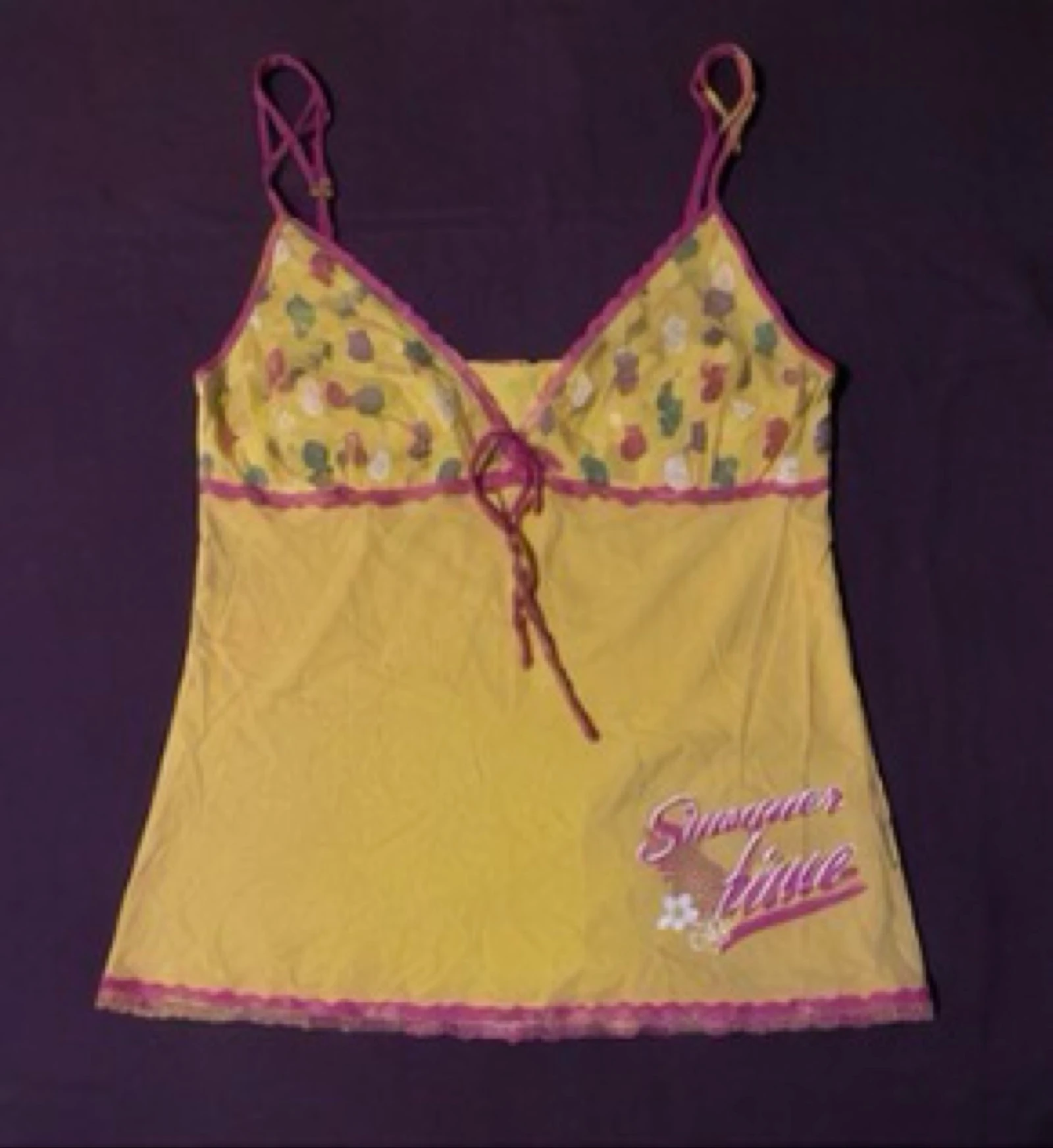 Conjunto de noche amarillo con motivo de piña T38/40 camisola y short de verano – photo 2